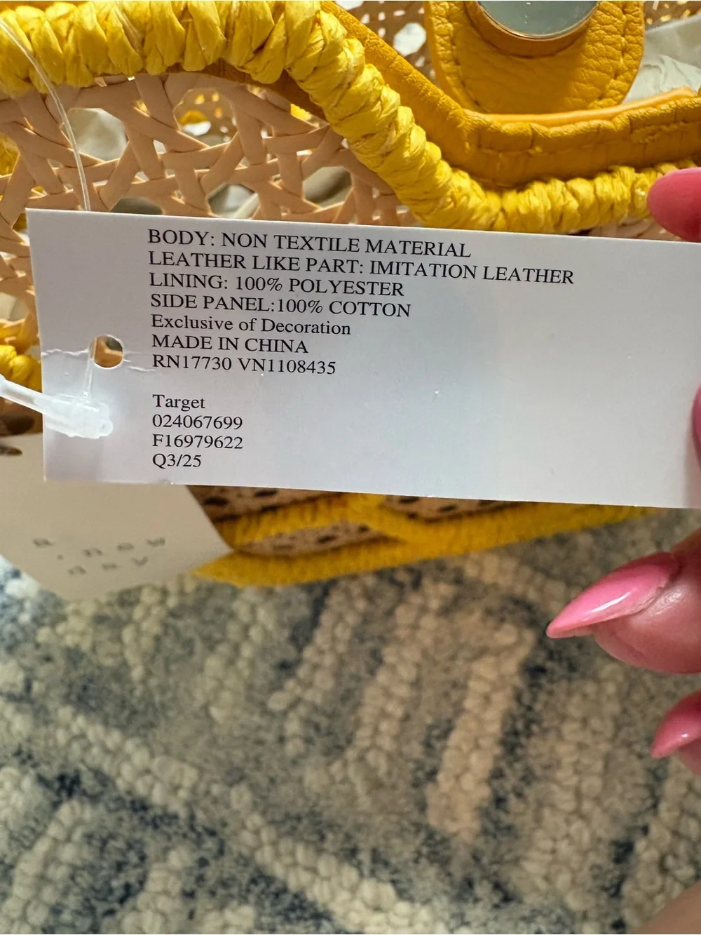 A New Day by Target Yellow Mini Caning Tote with Bee Charm NWT - Picture 10 of 10